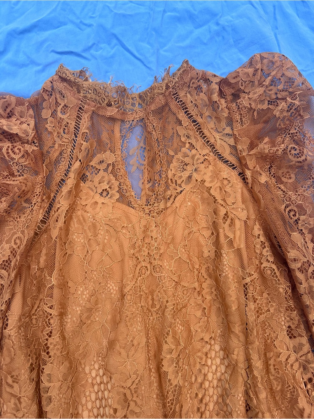 Lace Long-Sleeve Blouse - Taupe